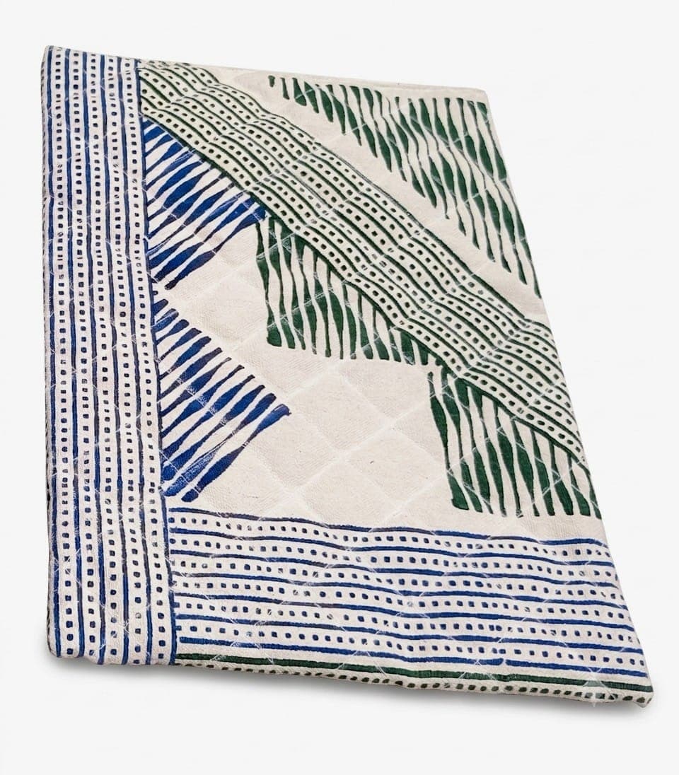 Striped Laptop Sleeve in off-white / blue / green
