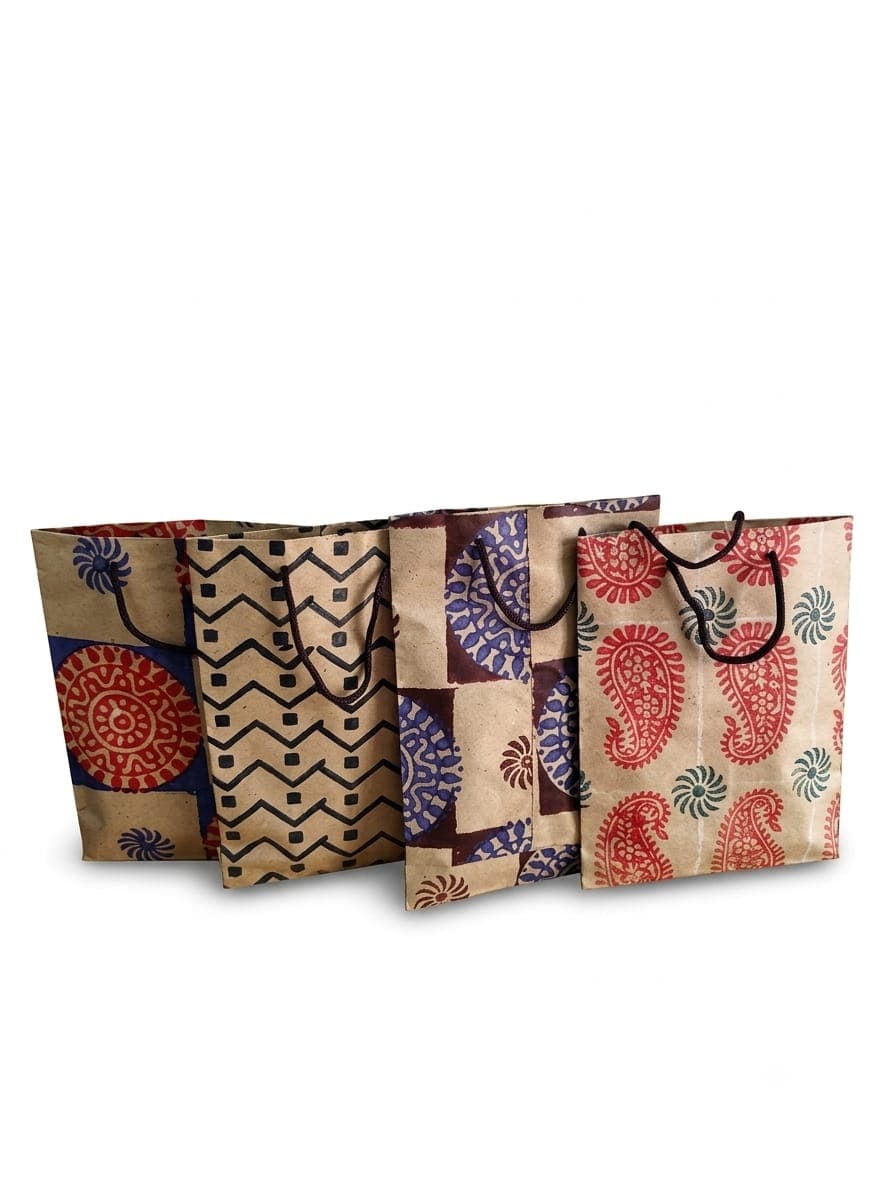 Block-Print Paper Gift Bag in multicolour