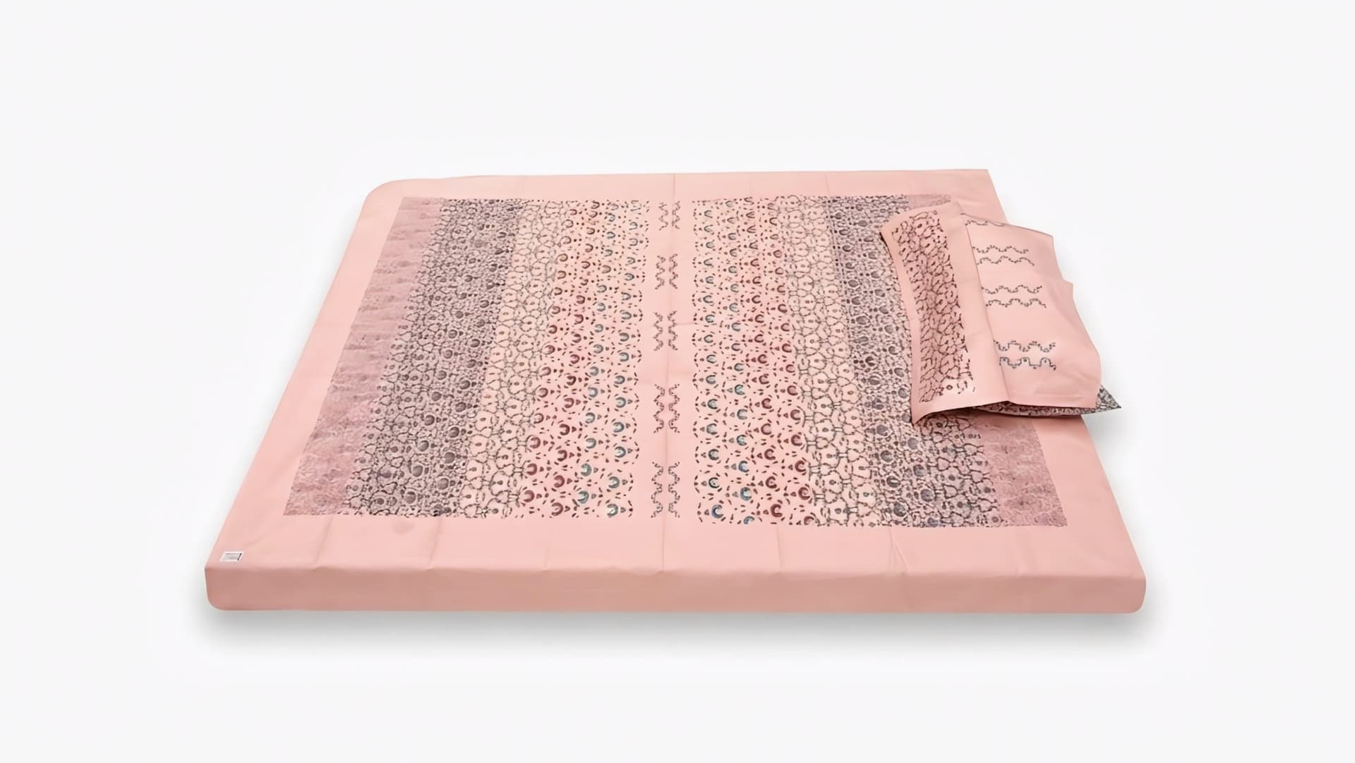 Cotton Dusty Pink Trellis Bedsheet Set in Peach / Maroon / Green / Grey, Floral & Geometric — Trellis & Dot