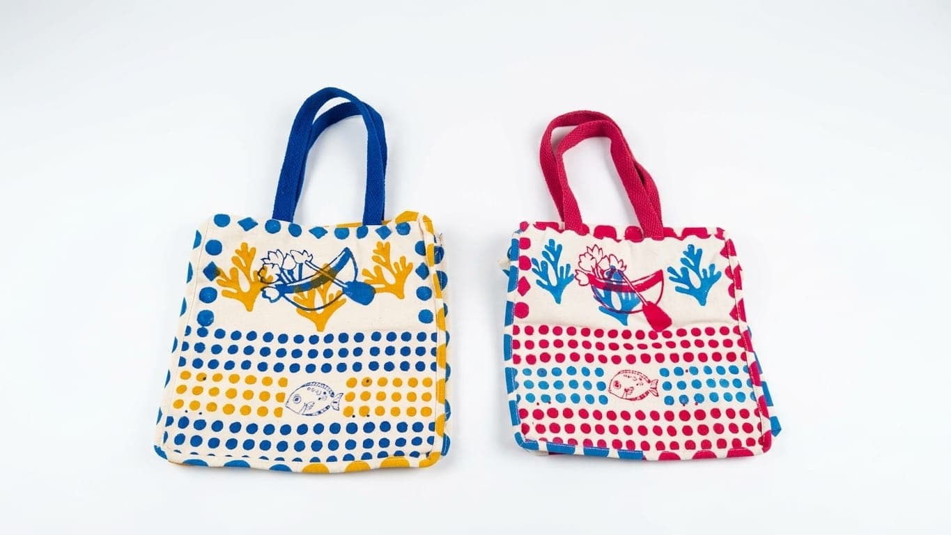 Polka Dots Block-Print Lunch Bag