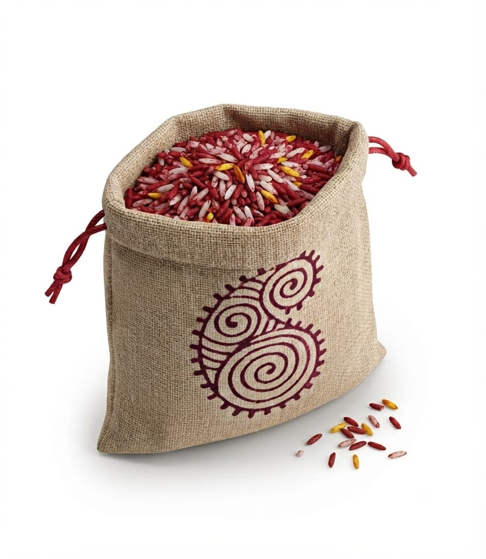 Block-Print Potli Bag in off-white / multicolour