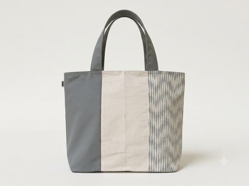 Geometric Print Tote Bag in off-white / grey